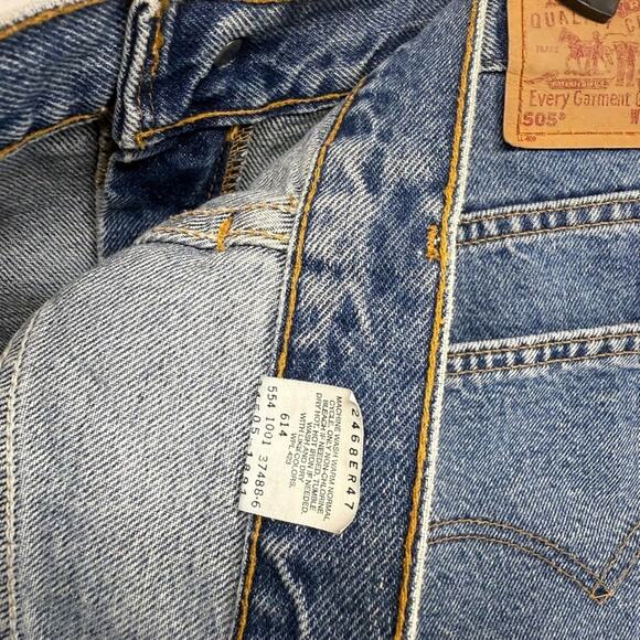 Vintage Levis Jorts Mens 40 Blue Denim Jean Regular Faded Baggy USA Made 505 y2k - Picture 8 of 9